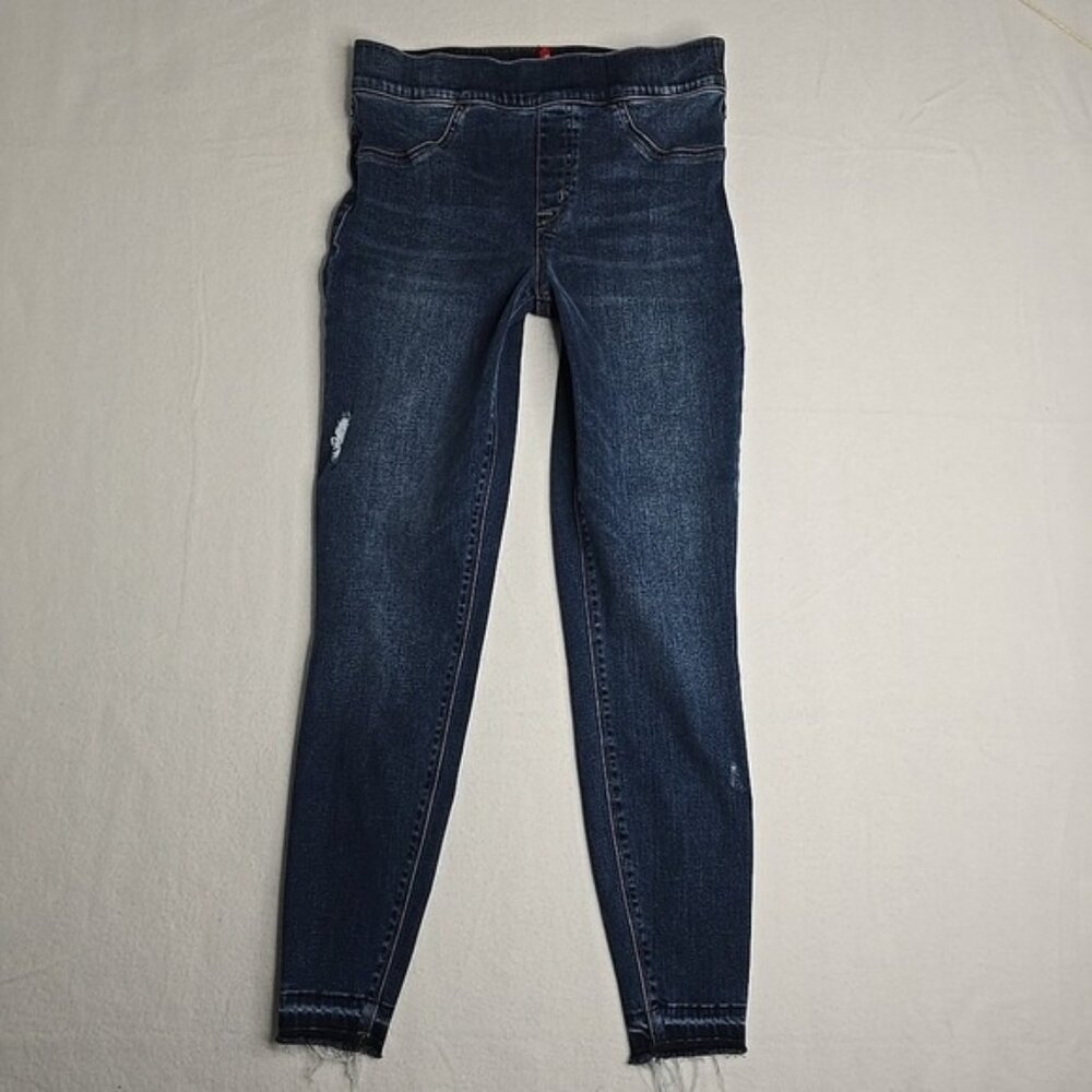 Spanx Jeans Distressed Blue Ankle Skinny High Rise‎ Stretch Shaping Denim Medium